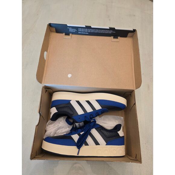 NIB Adidas Breakbase J Sneakers SZ US 7 KIDS Navy Blue White - Picture 2 of 9